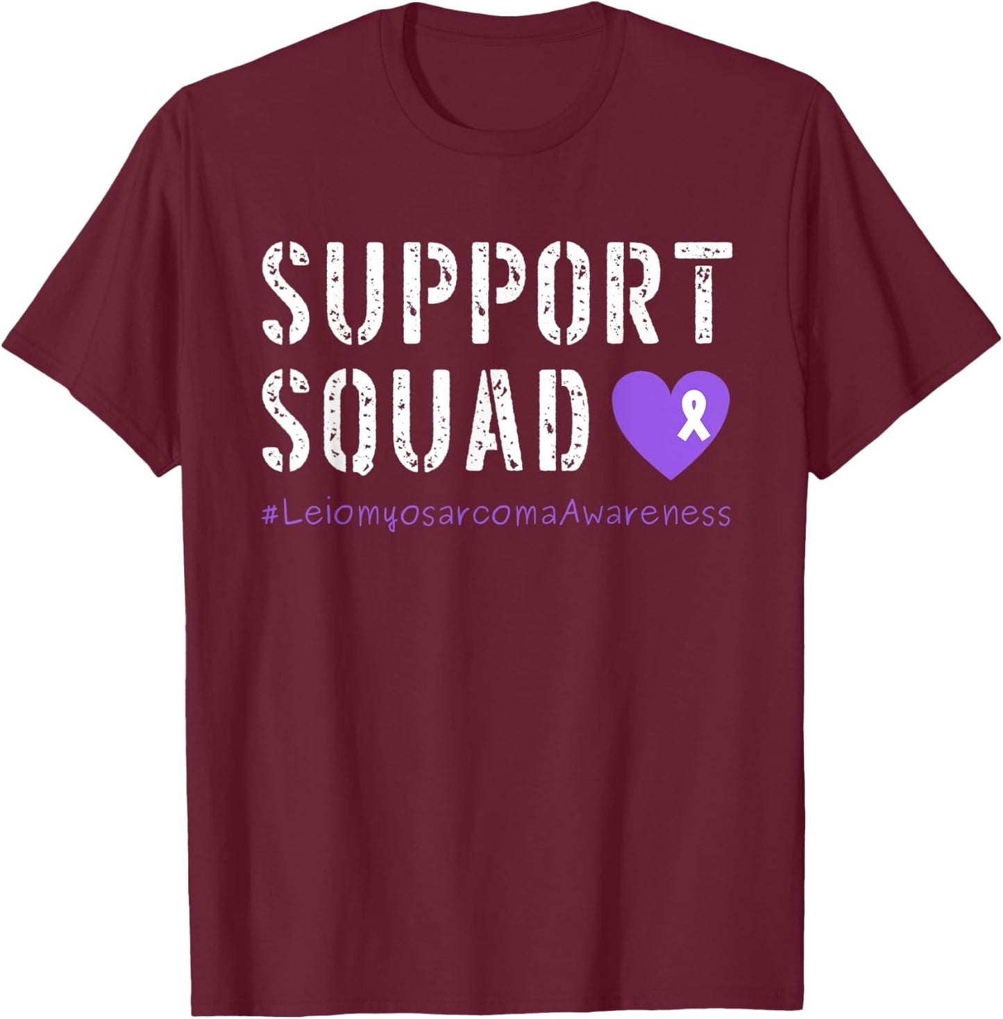 Purple Ribbon Men Women Kids Leiomyosarcoma Cancer Awareness T-Shirt - T-Shirt | Maroon
