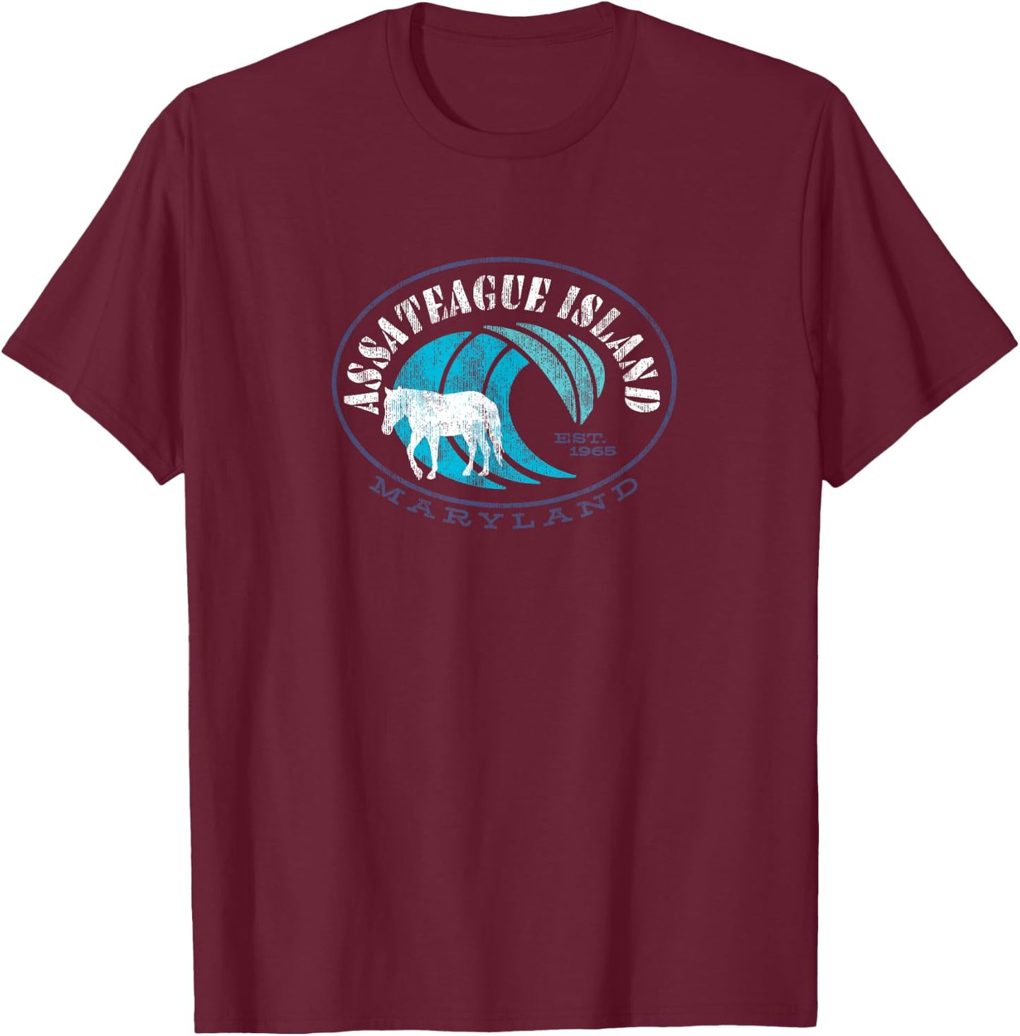 Assateague Island Wild Horse Pony Ponies T-Shirt - T-Shirt | Maroon