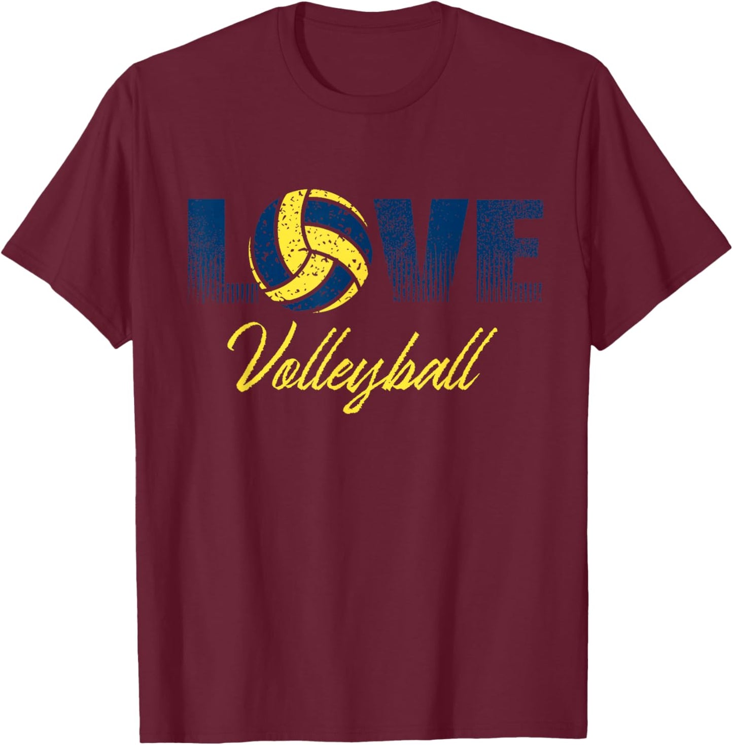 Blue and Yellow Volleyball Gift T-Shirt - T-Shirt | Maroon