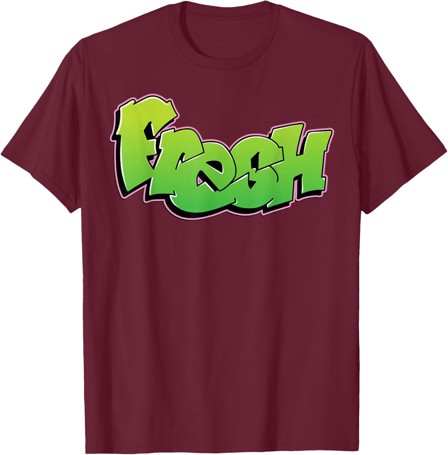 Fresh Graffiti Style Graphic T-Shirt - T-Shirt | Maroon