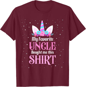 Unicorn Niece Birthday My Favorite Uncle Bought Me This T-Shirt - T-Shirt | Maroon