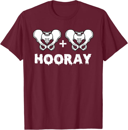 Hip Hip Hooray Funny Anatomy Pun Skeleton Bone T-Shirt - T-Shirt | Maroon