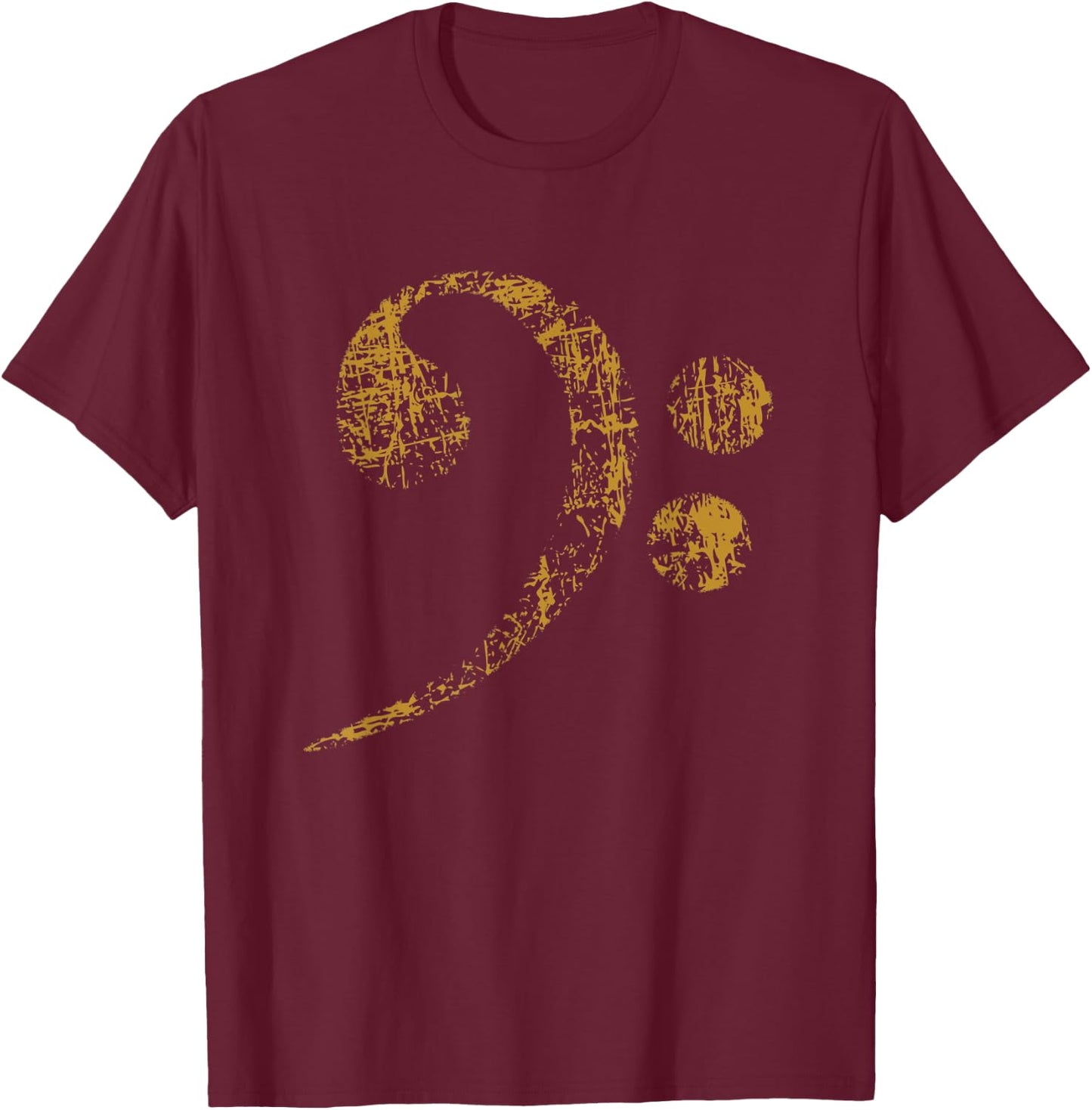 Large Bass Clef Bass Key T-Shirt - T-Shirt | Maroon