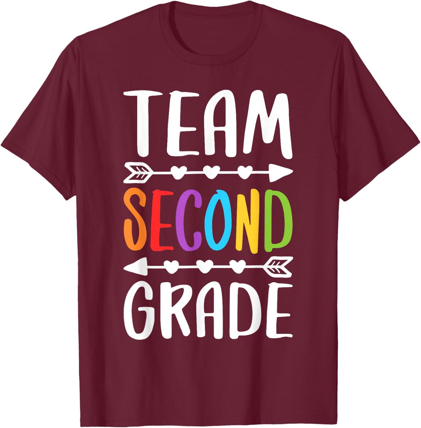 Team Second Grade Shirt 2nd Grade Teacher Boy Girl Student T-Shirt - T-Shirt | Maroon