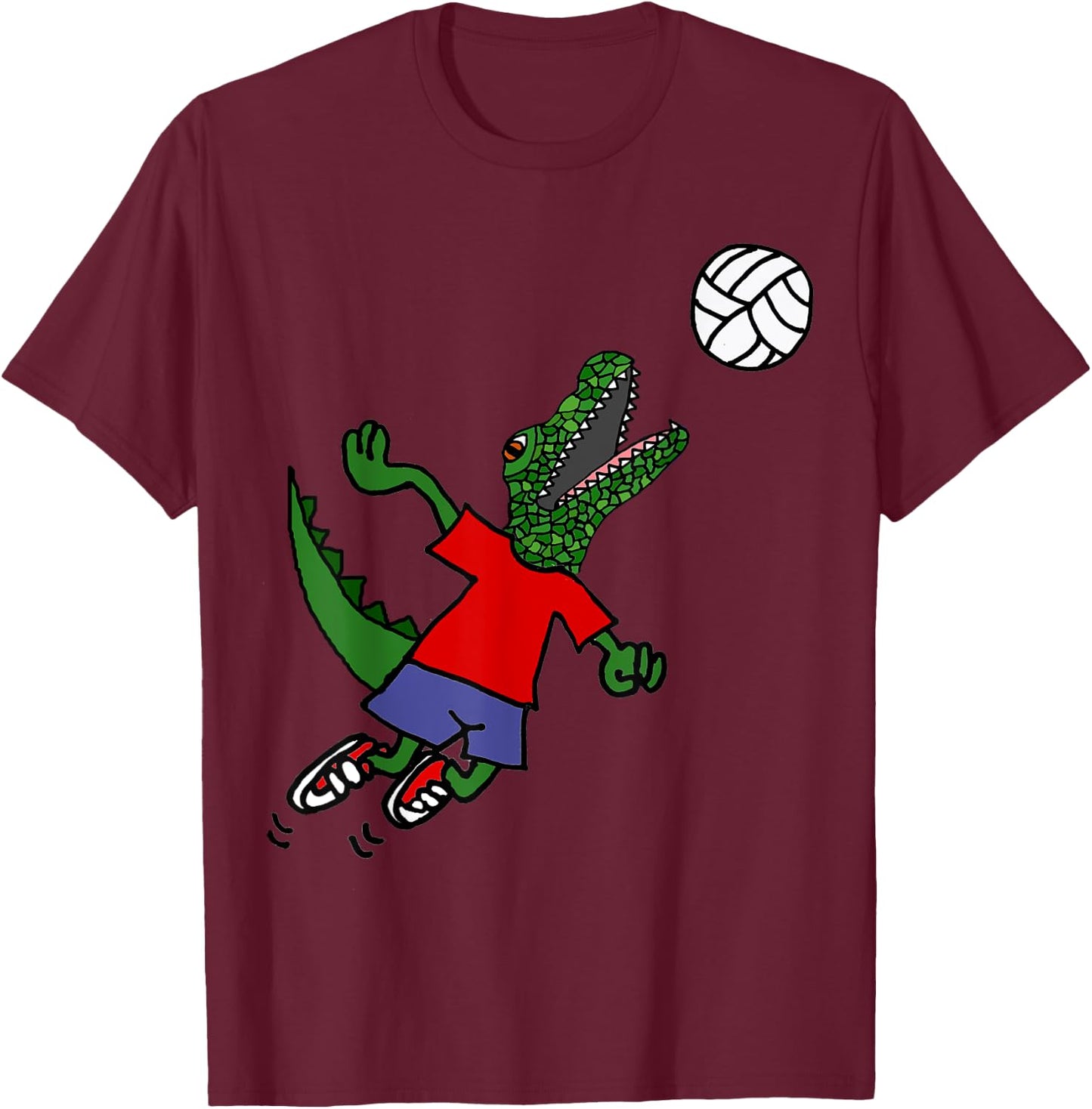 Smileteessports Funny Alligator Spiking Volleyball Player T-Shirt - T-Shirt | Maroon