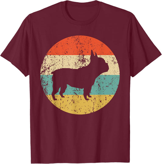 Vintage Retro Style French Bulldog Retro French Bulldog Dog T-Shirt - T-Shirt | Maroon
