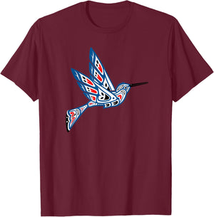 Hummingbird Native American Indian Pacific Northwest Art T-Shirt - T-Shirt | Maroon