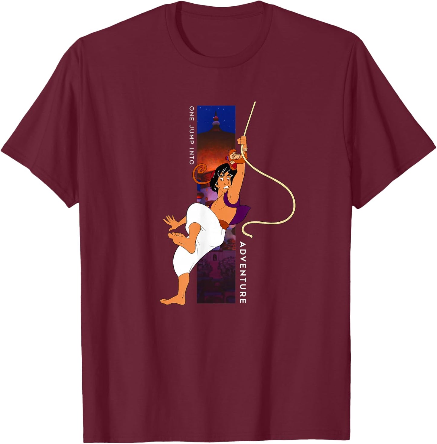 Disney Aladdin and Abu One Jump Into Adventure T-Shirt - T-Shirt | Maroon