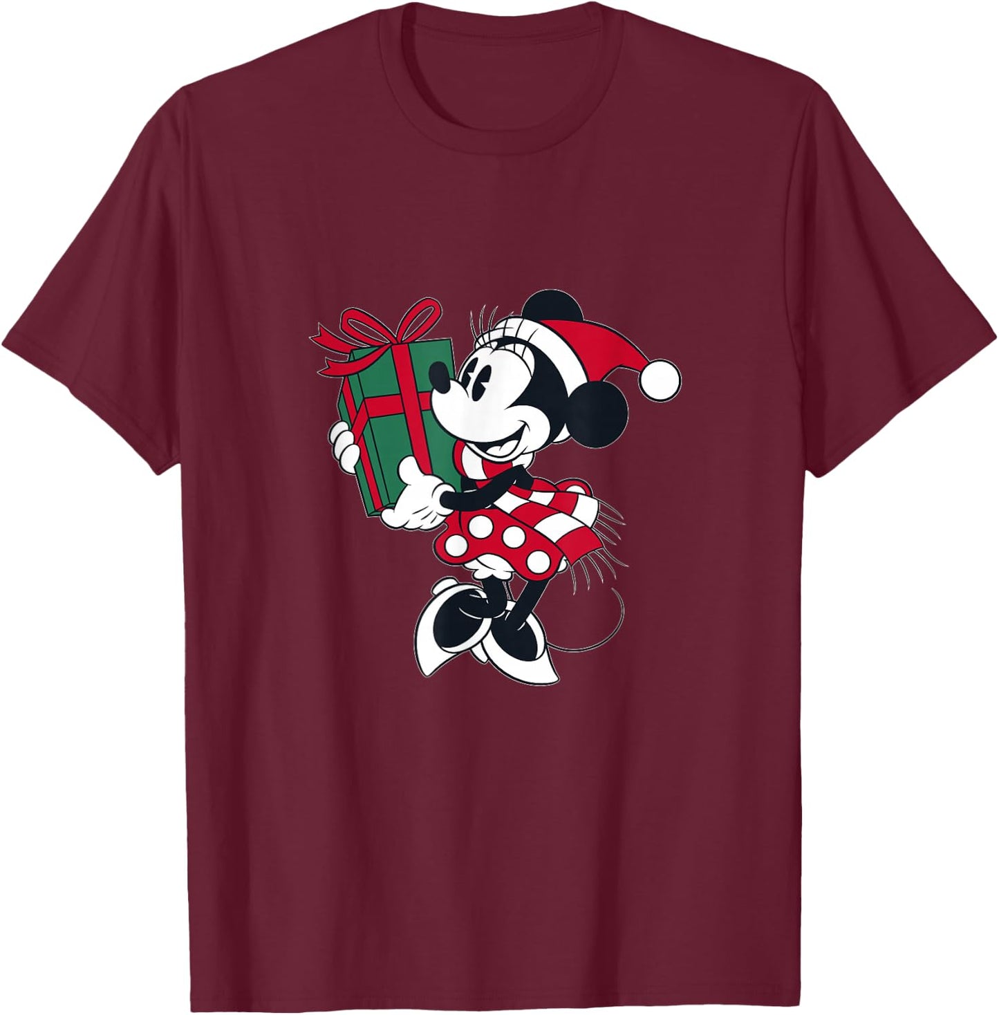 Disney Minnie Mouse Gift Holiday T-Shirt - T-Shirt | Maroon