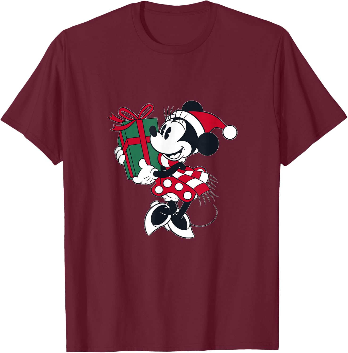 Disney Minnie Mouse Gift Holiday T-Shirt - T-Shirt | Maroon