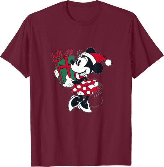 Disney Minnie Mouse Gift Holiday T-Shirt - T-Shirt | Maroon