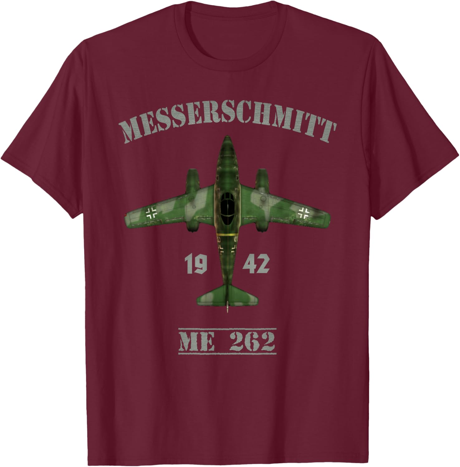 ME262 The World's First Jet Fighter T-Shirt - T-Shirt | Maroon