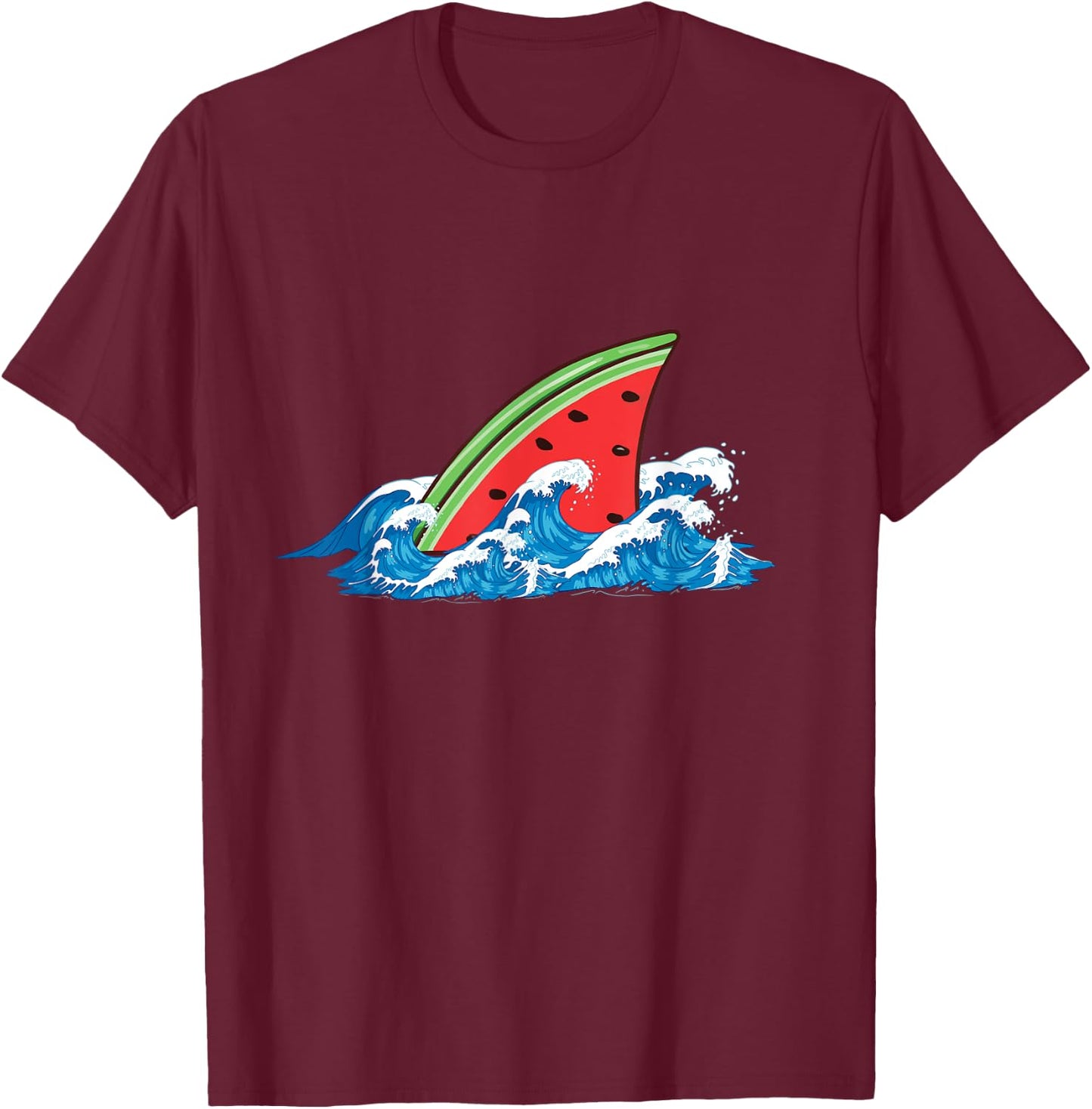 Shark Watermelon Cute Shark For Boys And Girls T-Shirt - T-Shirt | Maroon