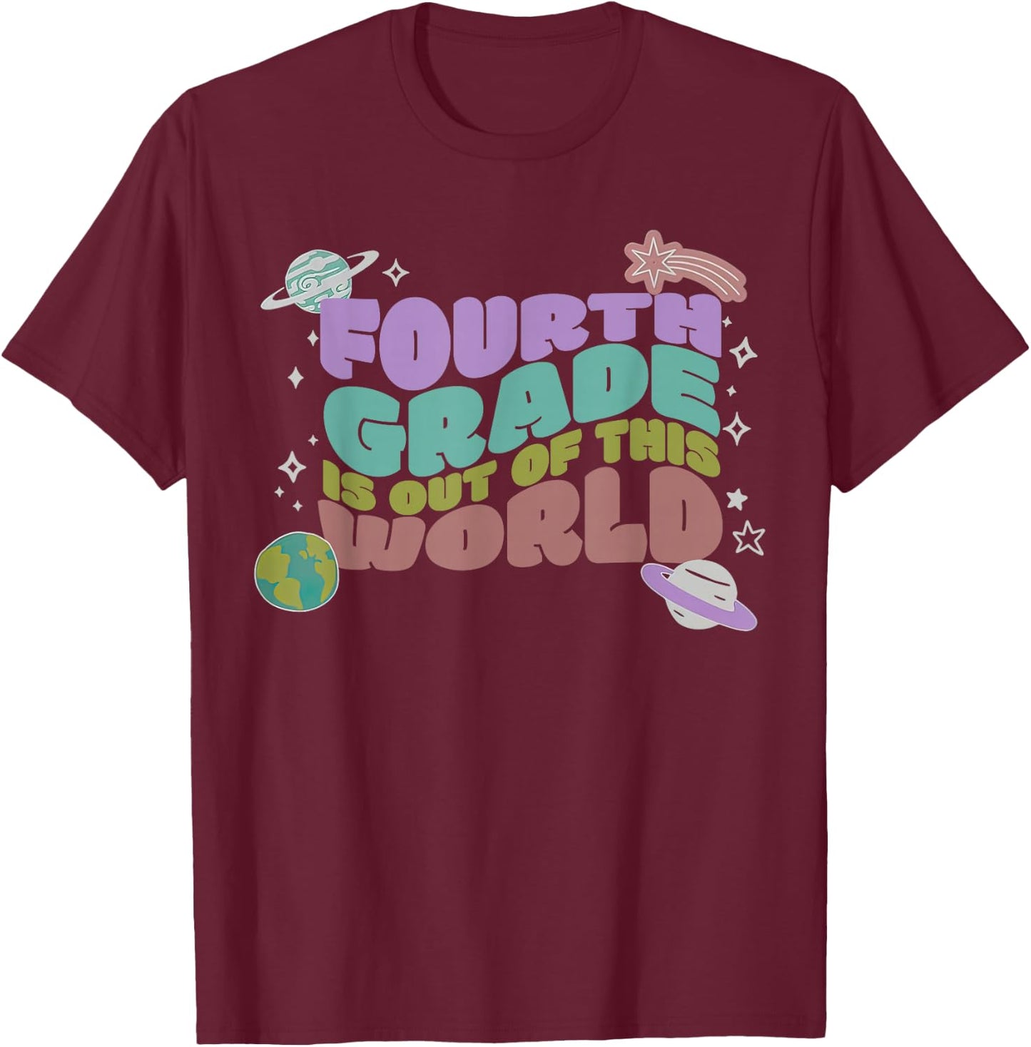 Retro Fourth Grade Is Out of This World's 4th Outer Space T-Shirt - T-Shirt | Maroon