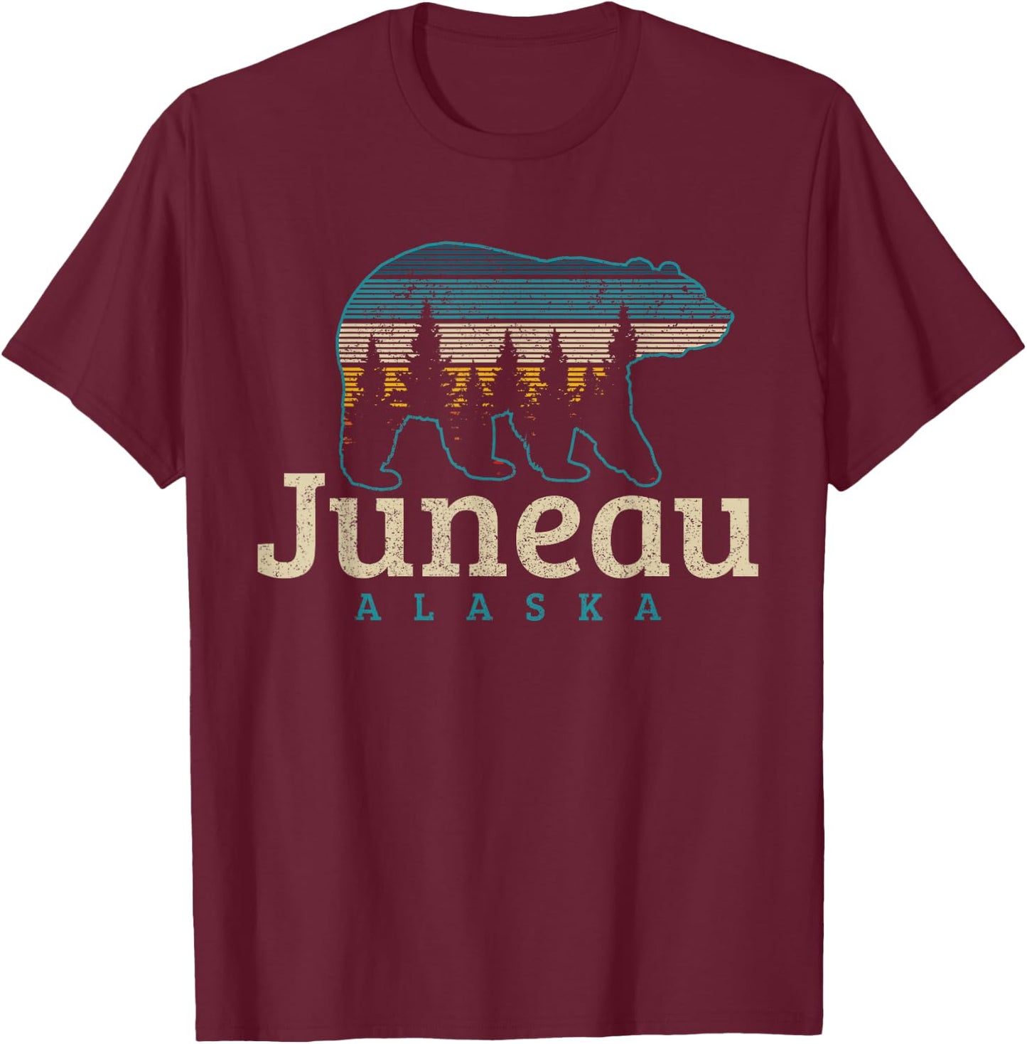 Juneau Alaska Vintage Souvenir T-Shirt - T-Shirt | Maroon
