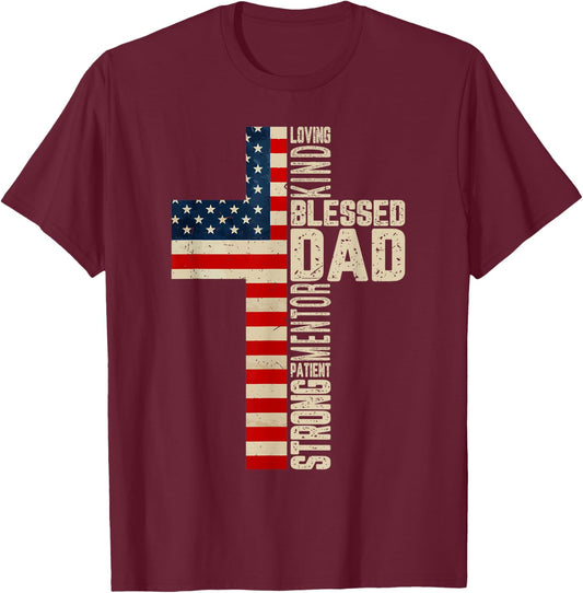 Blessed Dad Husband Christian Father Day Gift from Daughter T-Shirt - T-Shirt | Maroon