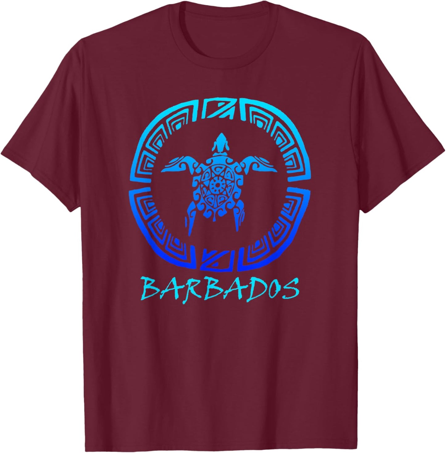 Barbados, Caribbean Vintage Tribal Turtle Vacation T-Shirt - T-Shirt | Maroon