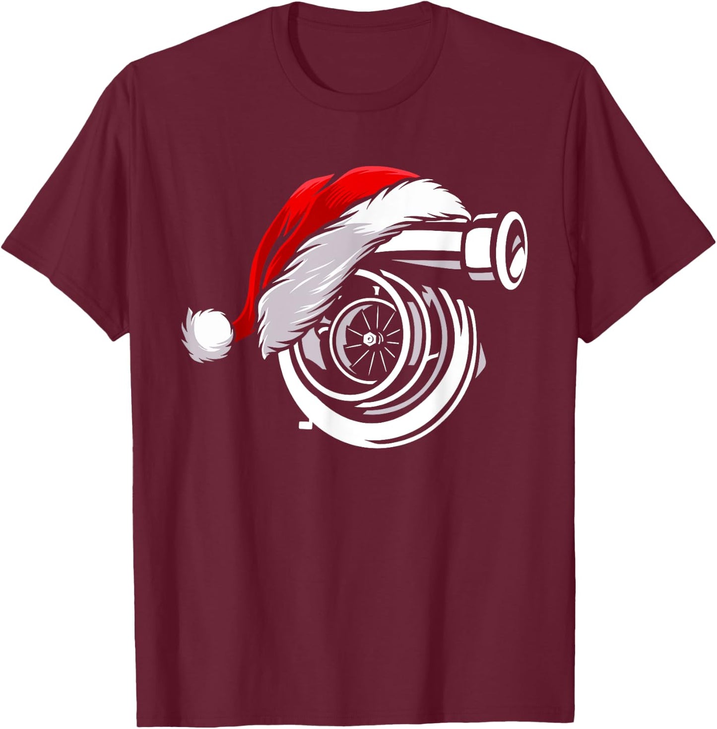 Turbo Santa Hat Car Enthusiast Turbocharger Racing Car Guy T-Shirt - T-Shirt | Maroon