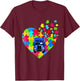 Trucker Heart Puzzle Pieces Support Autism Awareness T-Shirt - T-Shirt | Maroon