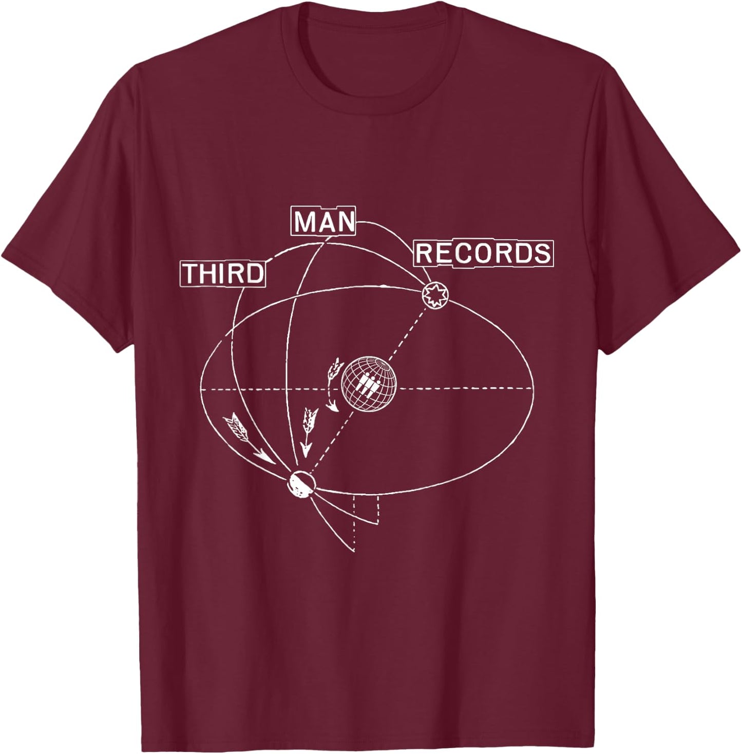 Third Man Records Nashville, Tennessee, Third Man Records, Detroit, Michigan Black Small Classic Fit Short Sleeve Polyester 100% -Adults T-Shirt - T-Shirt | Maroon