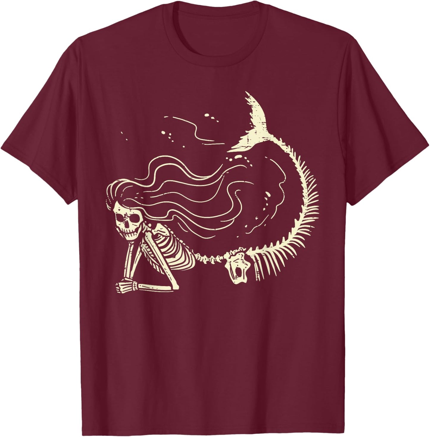 Mermaid Skeleton Cute Halloween Costume Women Girls Kids T-Shirt - T-Shirt | Maroon