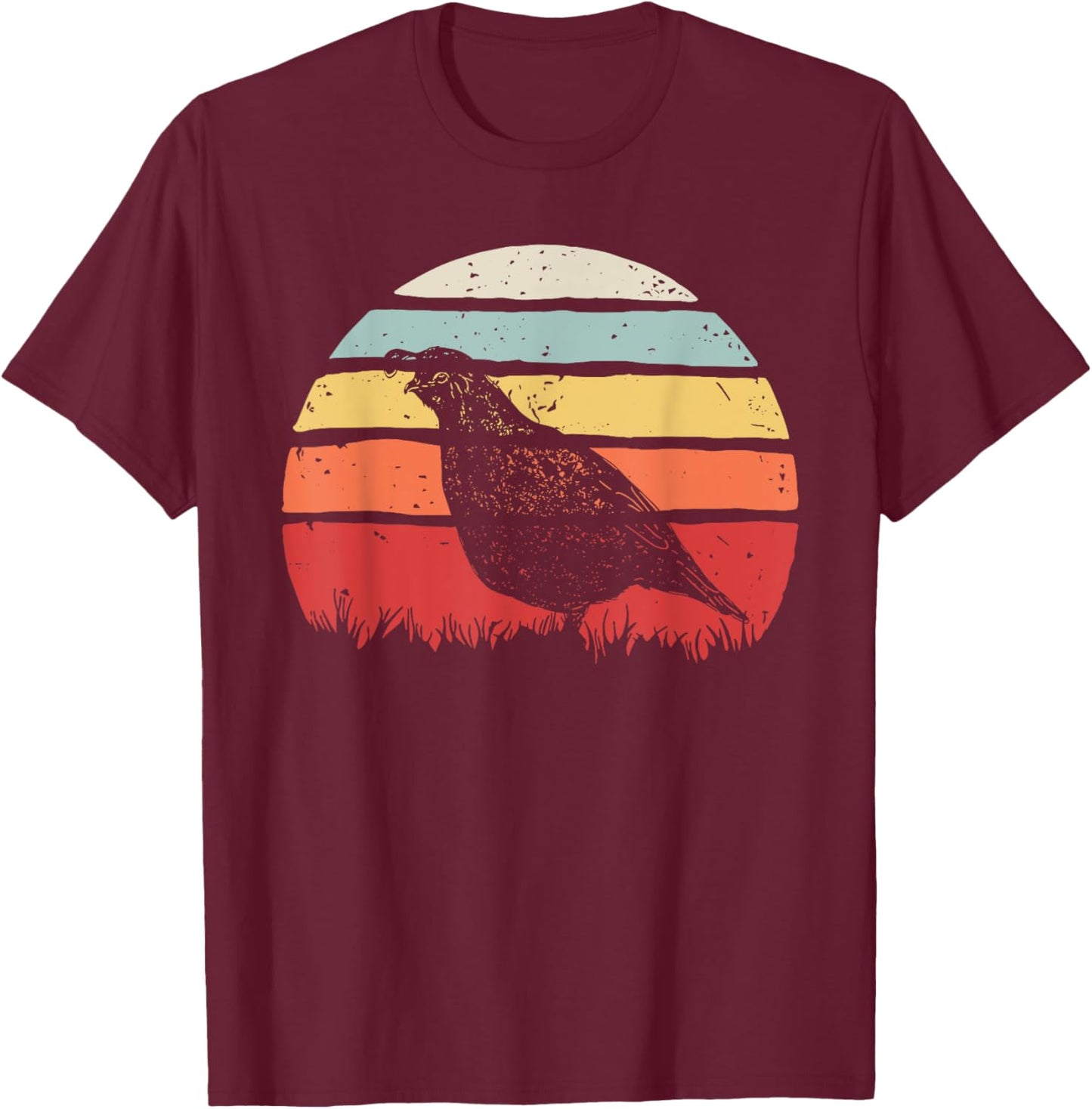Vintage Retro Quail Bird T-Shirt - T-Shirt | Maroon