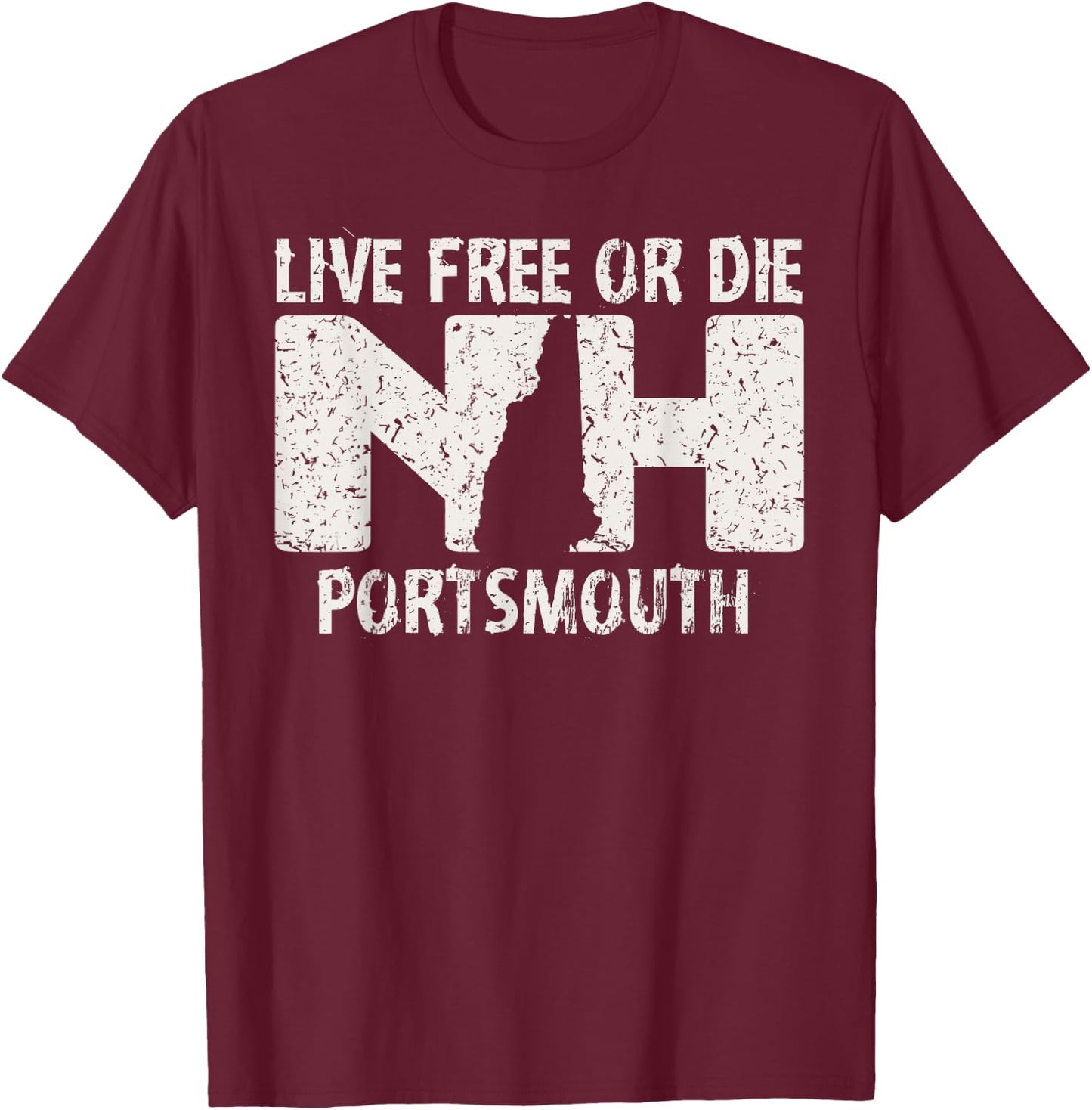 Portsmouth, NH Live Free or Die T-Shirt - T-Shirt | Maroon