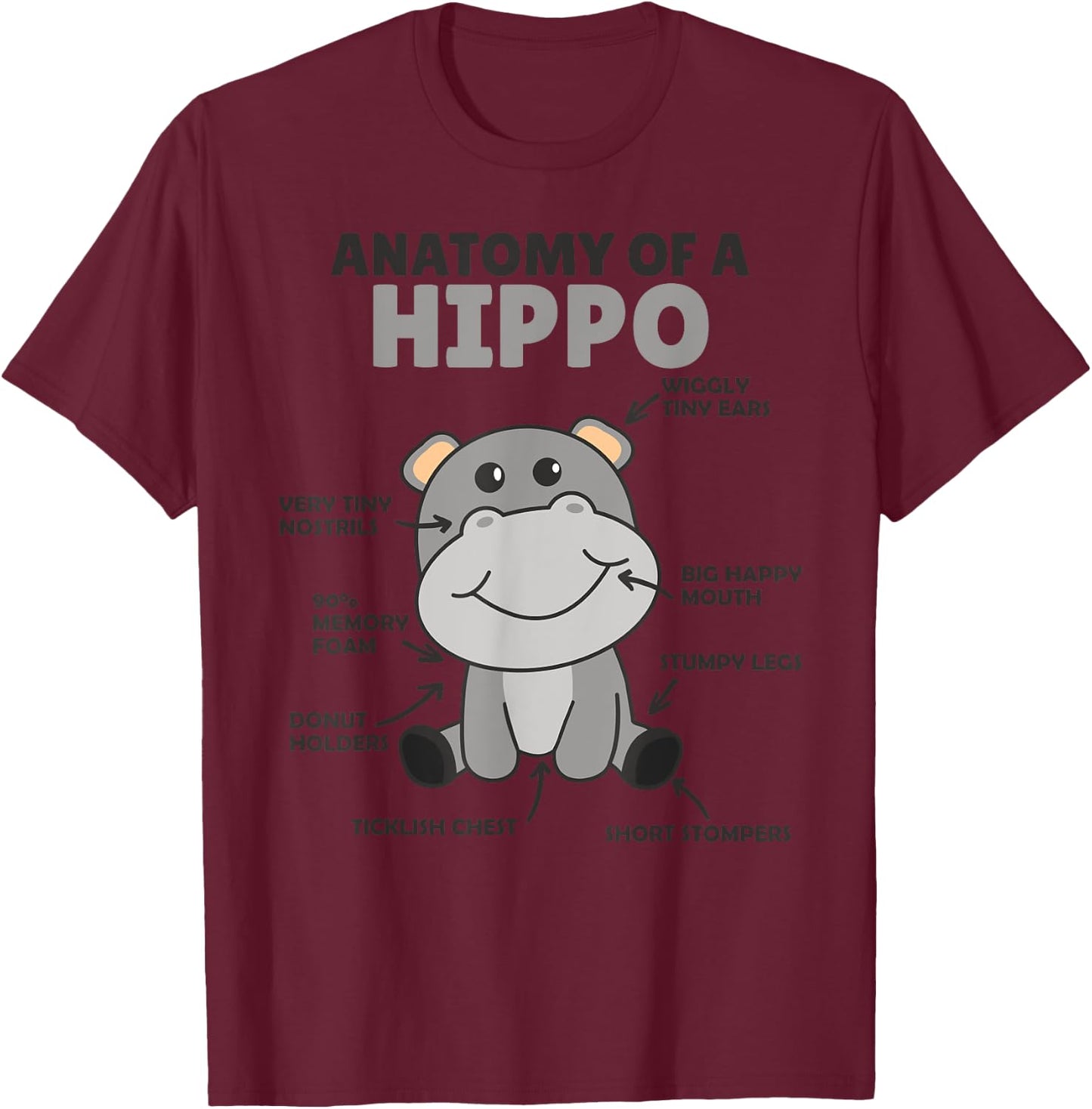 Sweet Hippo Explanation Anatomy Of A Hippo T-Shirt - T-Shirt | Maroon