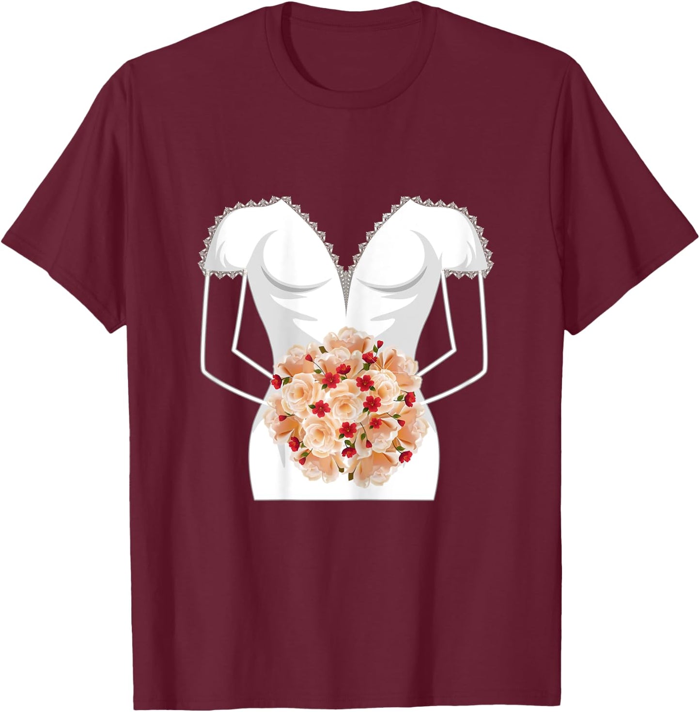 Bridal Shower Wedding Marriage Dress For Bride T-Shirt - T-Shirt | Maroon