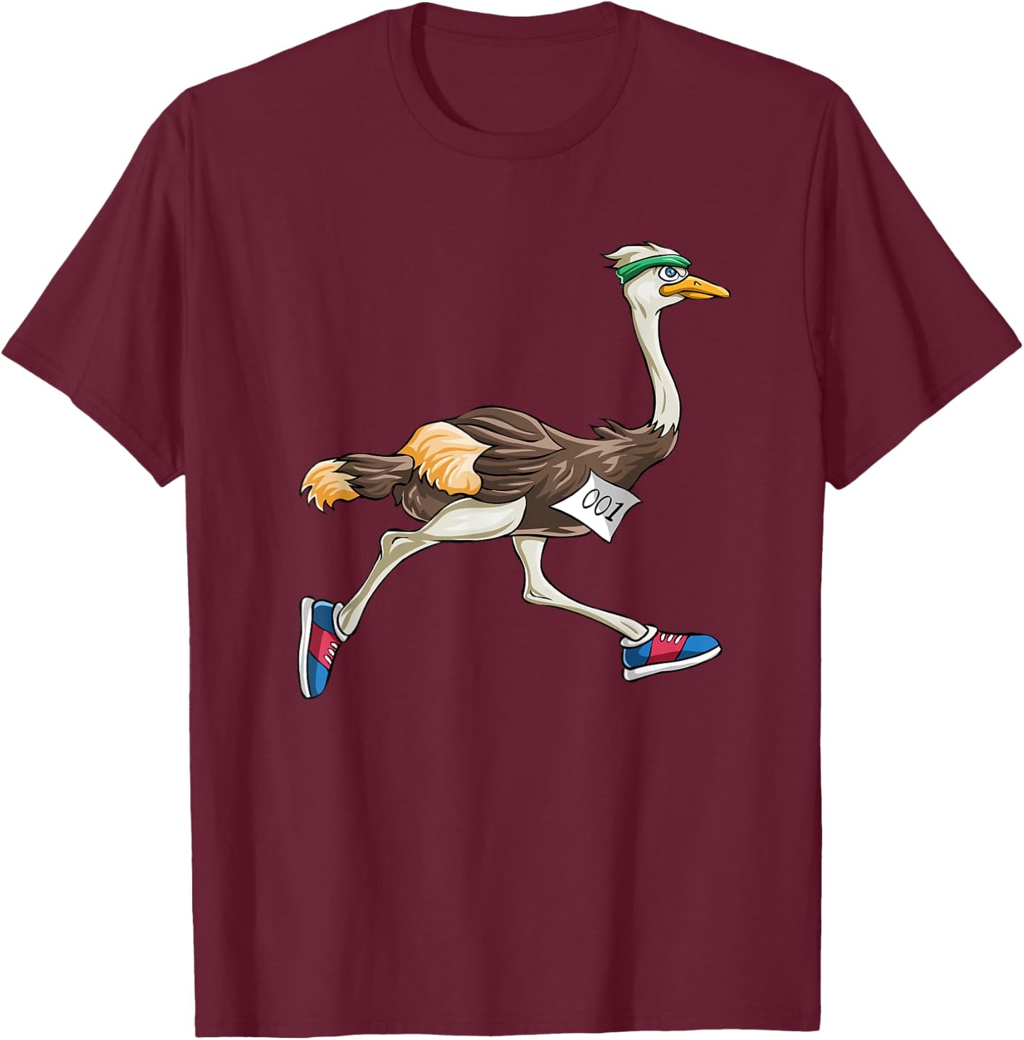 Ostrich Bird Running Marathon T Shirt Gift Women Men Kids T-Shirt - T-Shirt | Maroon
