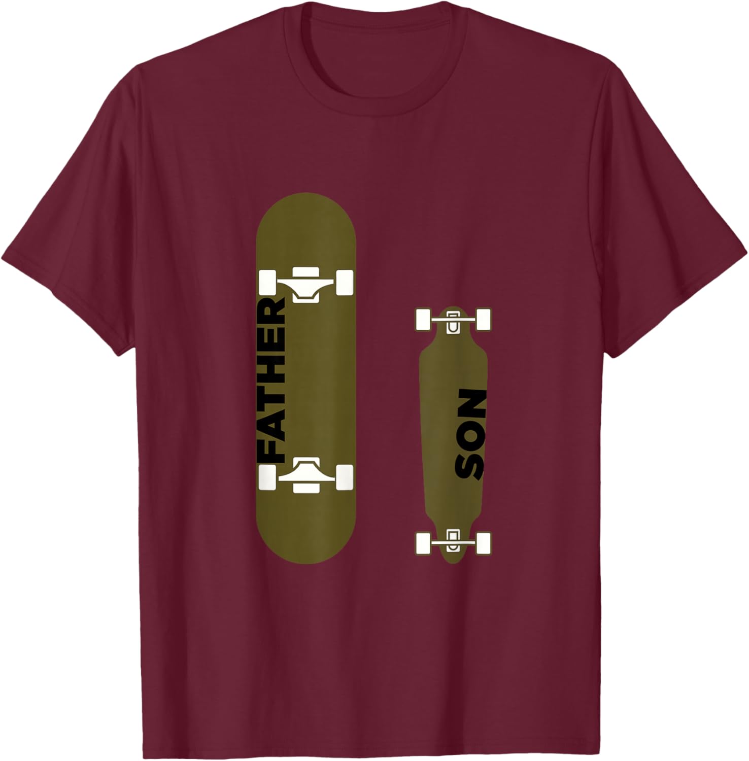 Father Son Skater Skateboard Skate Skating Board Fan Gift T-Shirt - T-Shirt | Maroon