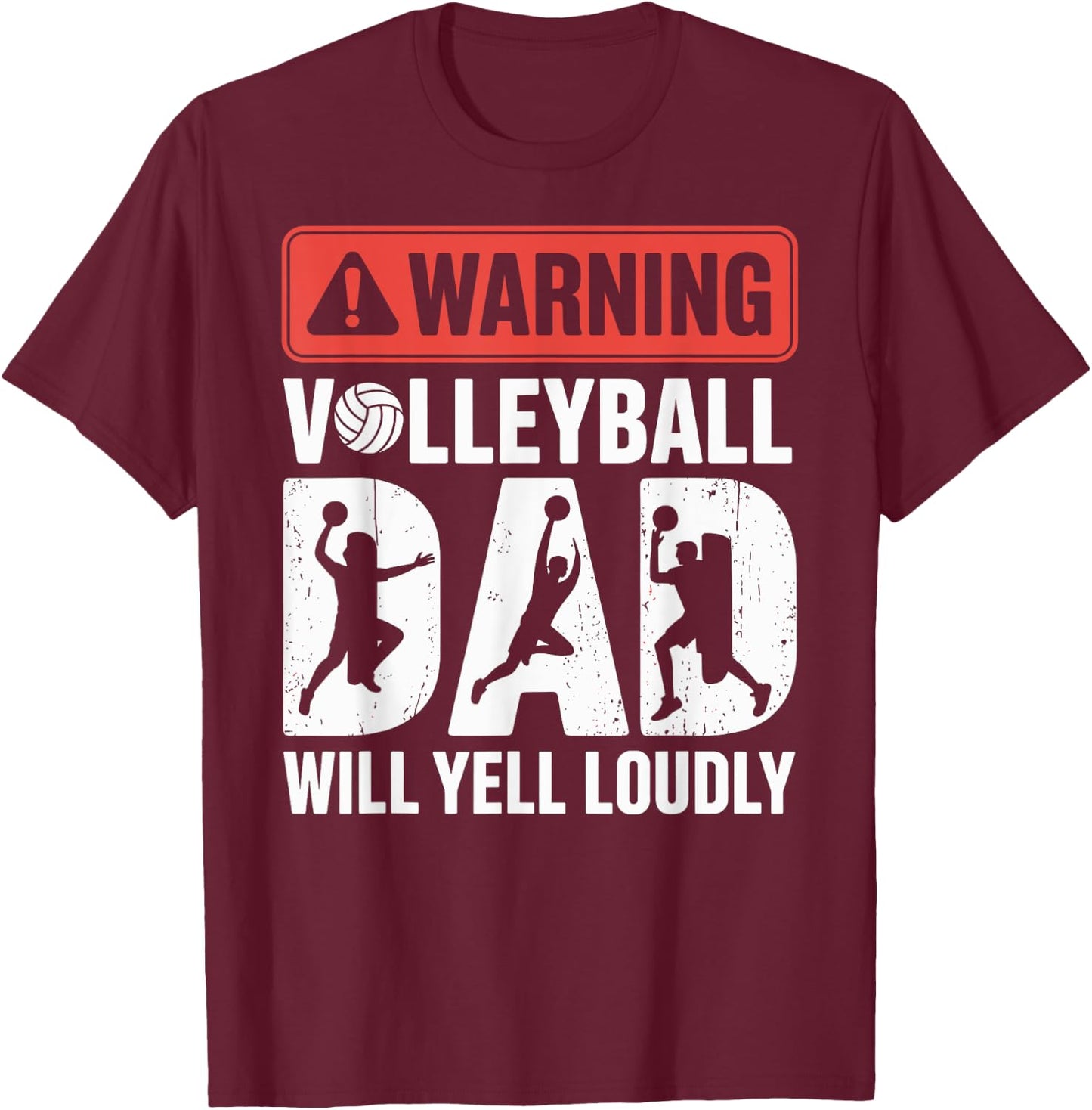 Vintage Volleyball Dad USA Flag Retro Fathers Day Daddy T-Shirt - T-Shirt | Maroon