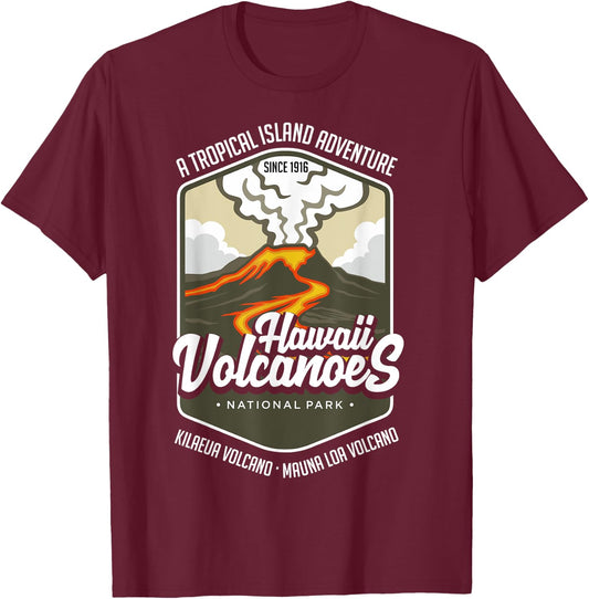 Hawaii Volcanoes National Park - Kilauea Mauna T-Shirt - T-Shirt | Maroon