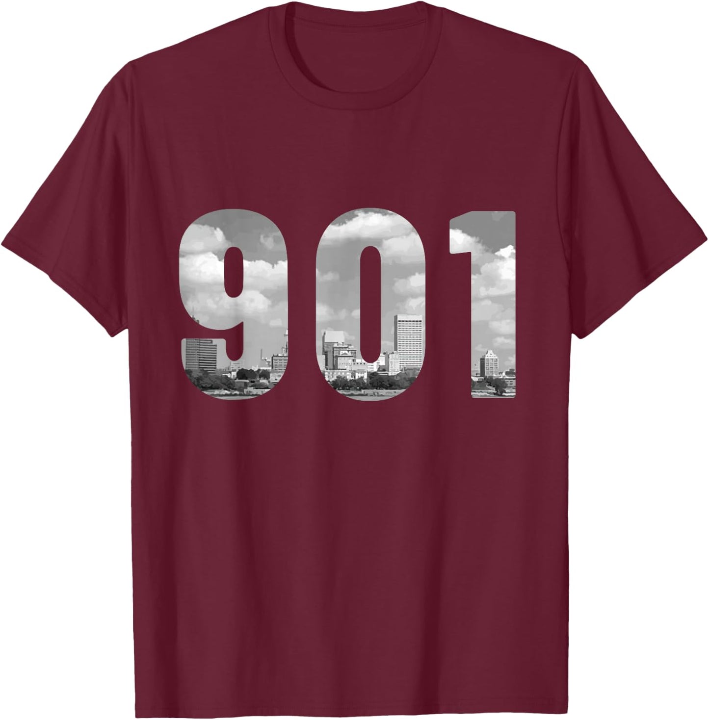 Memphis 901 Area Code Skyline Tennessee Vintage T-Shirt - T-Shirt | Maroon