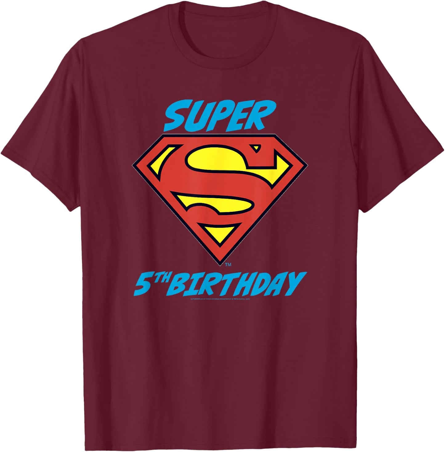 DC Comics Superman Super 5th Birthday Logo T-Shirt - T-Shirt | Maroon