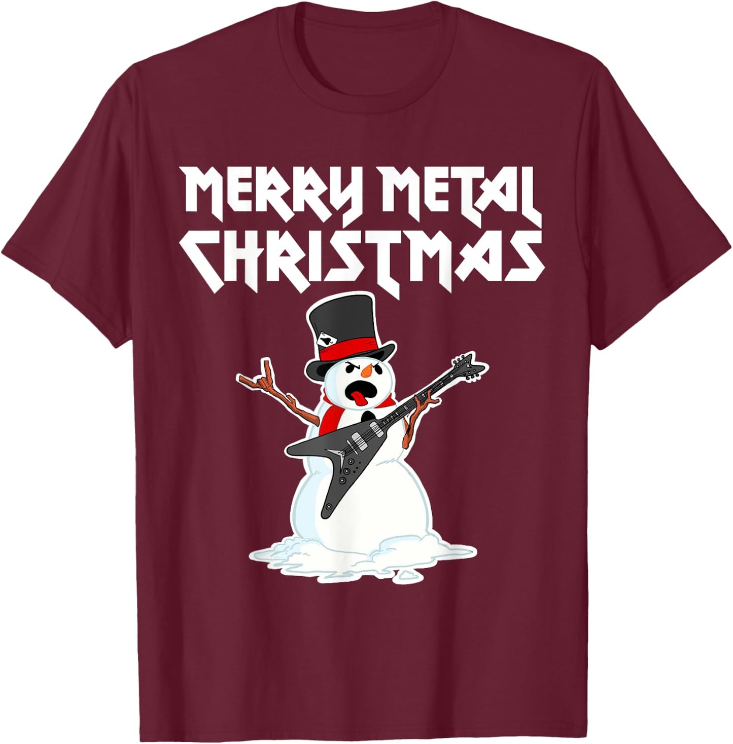 Metal Christmas funny Metal Metal Snowman T-Shirt - T-Shirt | Maroon