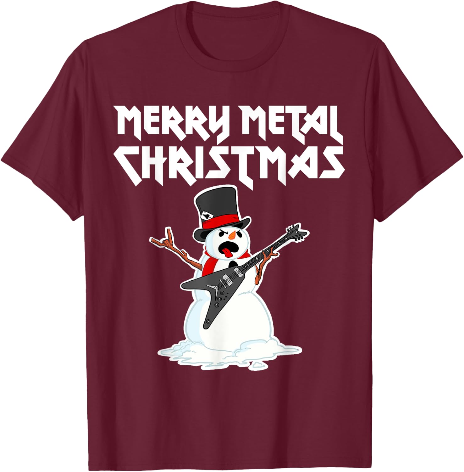 Metal Christmas funny Metal Metal Snowman T-Shirt - T-Shirt | Maroon