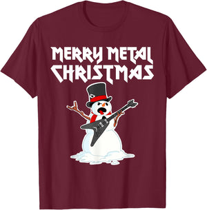 Metal Christmas funny Metal Metal Snowman T-Shirt - T-Shirt | Maroon