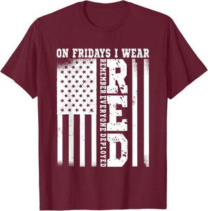 On Fridays I Wear Red USA Support American Troops T-Shirt - T-Shirt | Maroon