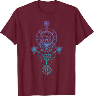 Starseed Activation Sacred Geometry T-Shirt - T-Shirt | Maroon