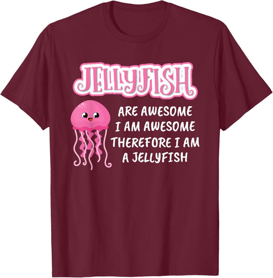 Kids Beach Jellyfishes Are Awesome Art Dress Gift Jellyfish T-Shirt - T-Shirt | Maroon