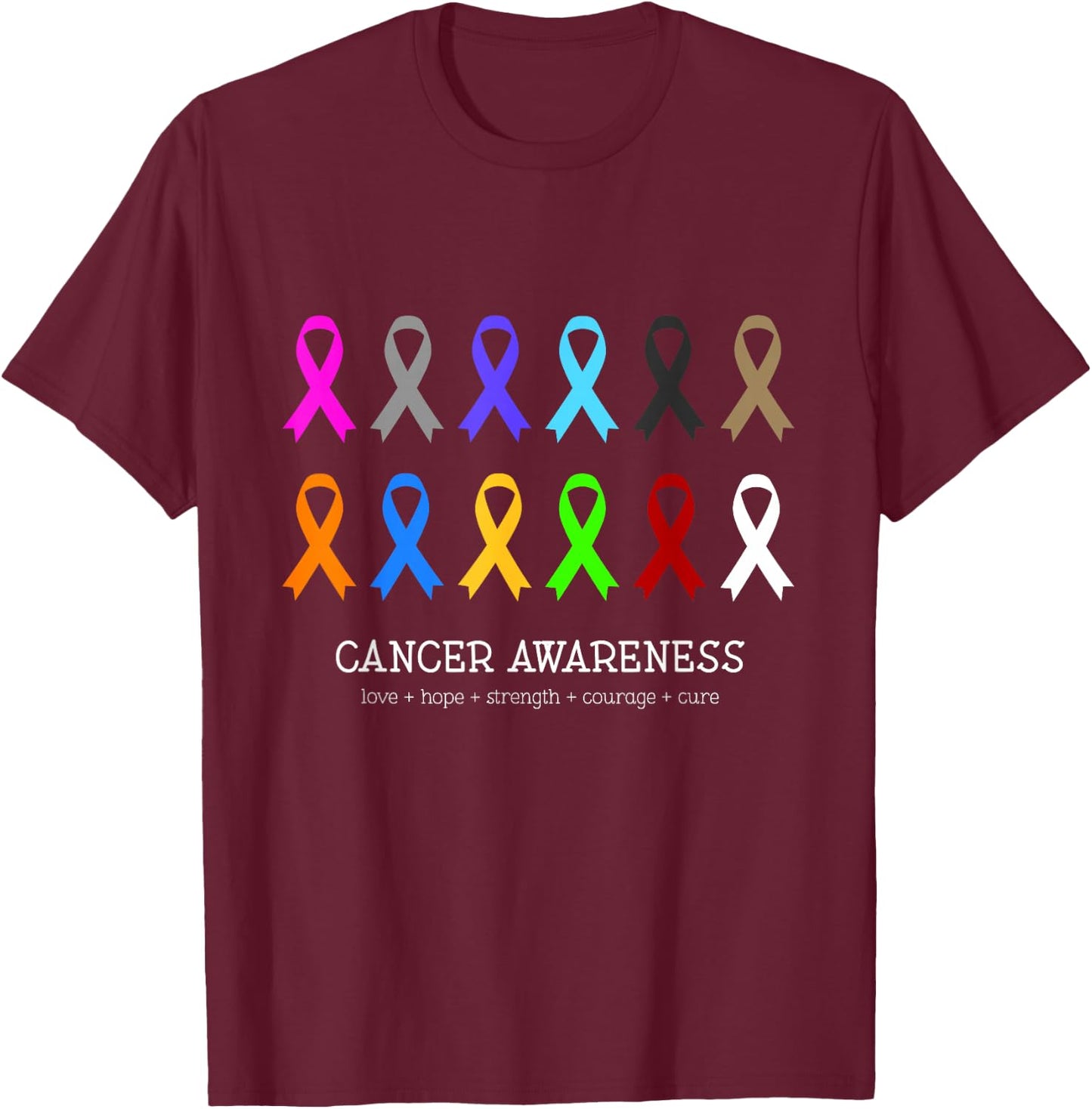 Cancer Awareness Clothing - Fight Cancer Ribbon T-Shirt - T-Shirt | Maroon