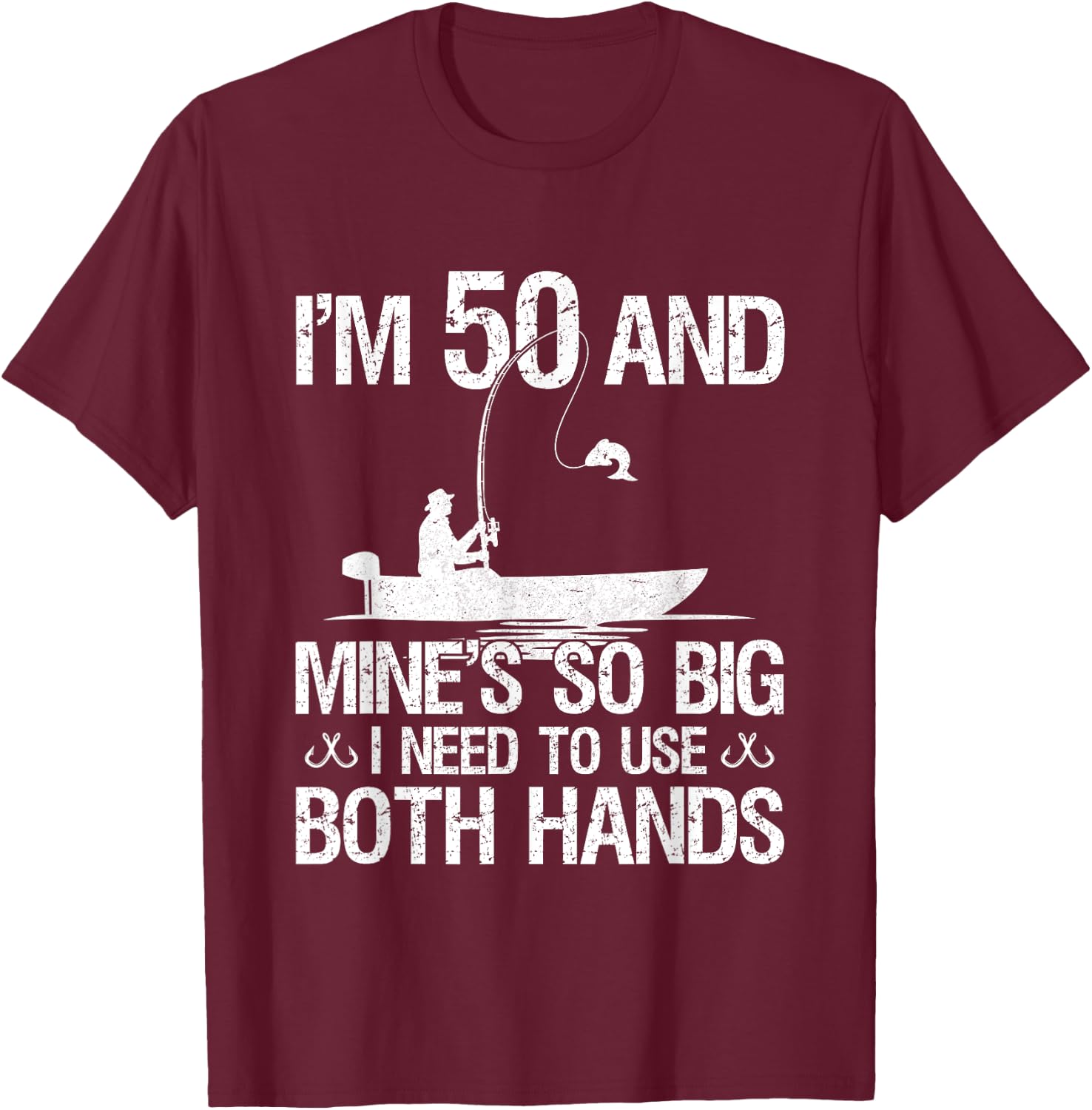 50th Birthday Gifts Fisherman 50 Years Old Fishing T-Shirt - T-Shirt | Maroon