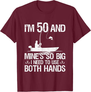 50th Birthday Gifts Fisherman 50 Years Old Fishing T-Shirt - T-Shirt | Maroon