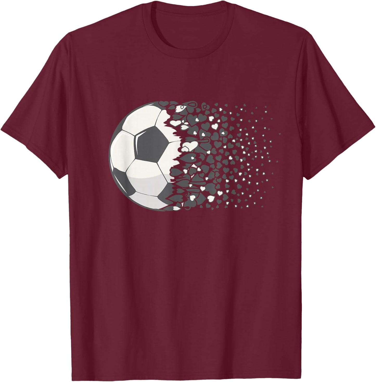 Soccer Ball Graphic Women Girls Soccer Heart Soccer Player T-Shirt - T-Shirt | Maroon
