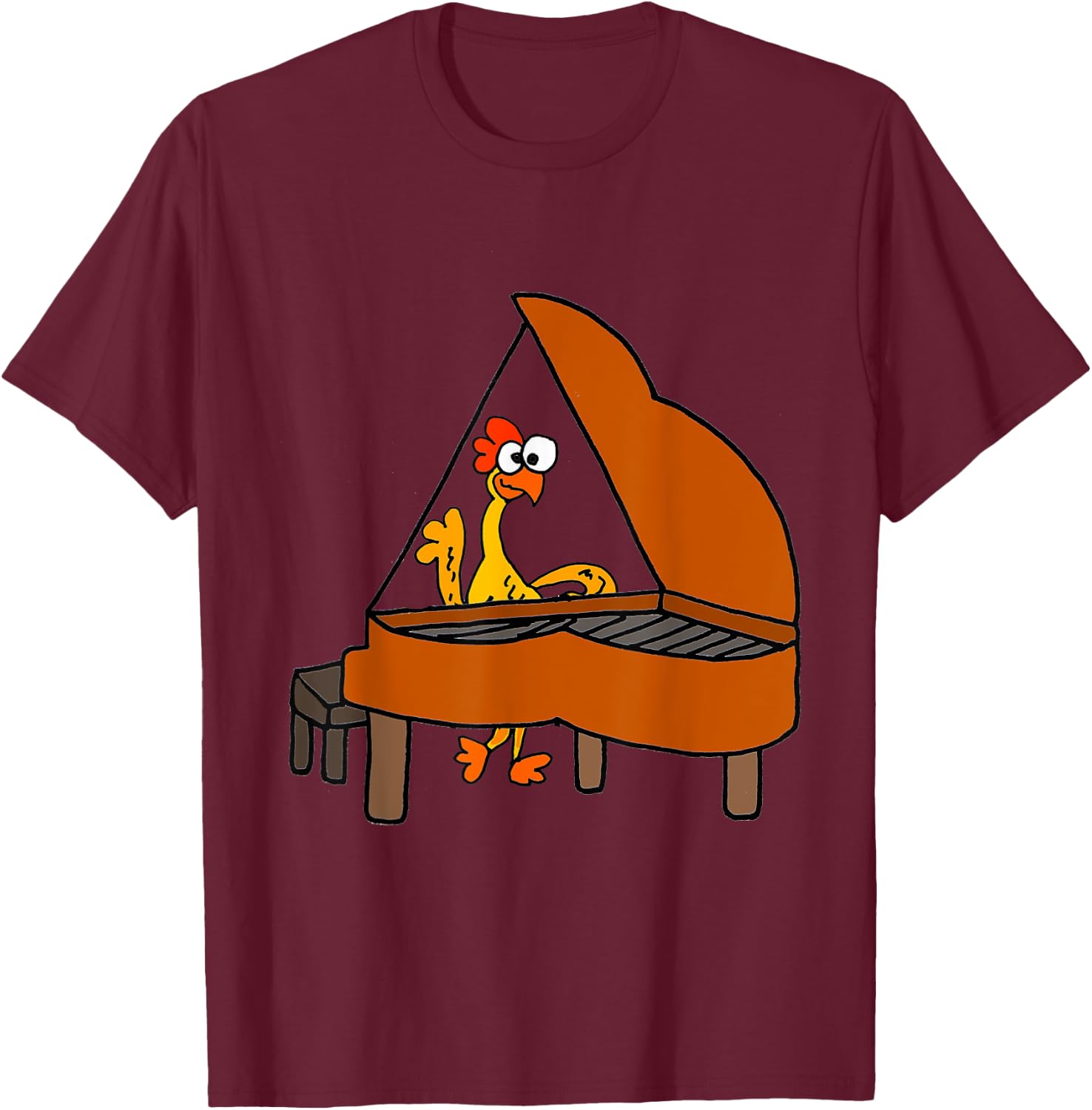 SmileteesMusic Funny Rubber Chicken Playing Piano T-Shirt - T-Shirt | Maroon