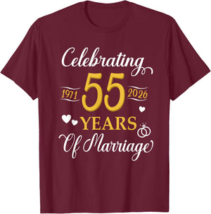 Celebrating 55 Years of Marriage Since 1971 Anniversary T-Shirt - T-Shirt | Maroon