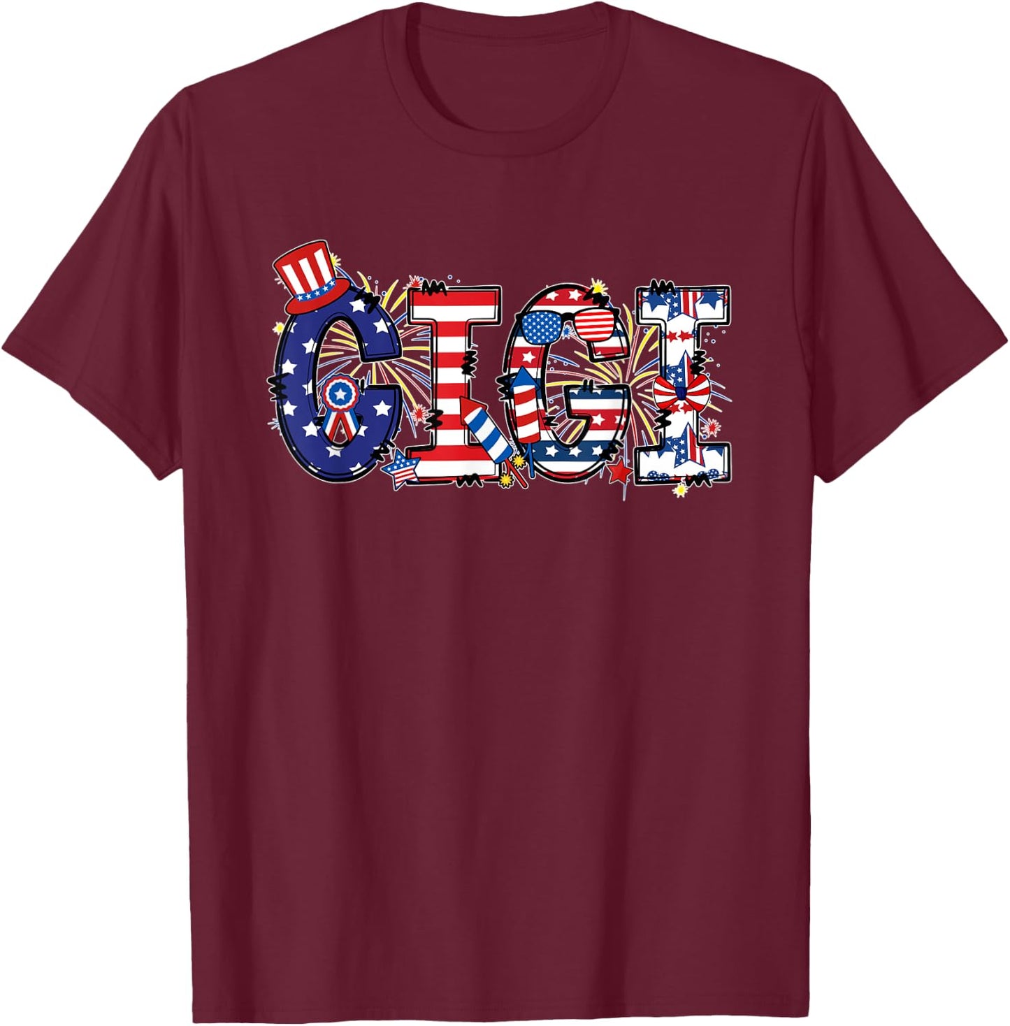 Gigi Funny 4th of July USA Flag American Patriotic T-Shirt - T-Shirt | Maroon