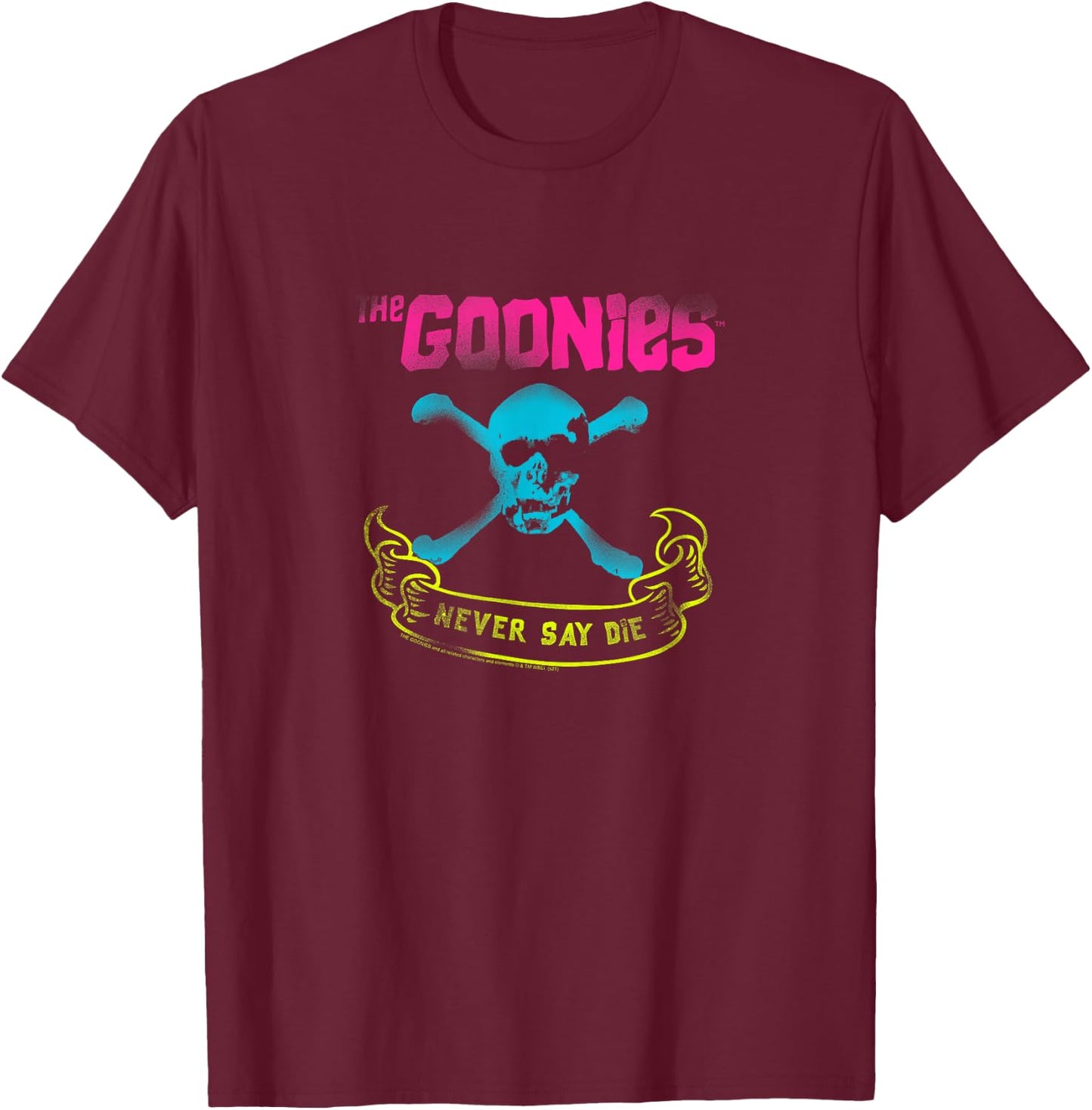 The Goonies Neon Never Say Die Spray Paint Movie T-Shirt - T-Shirt | Maroon