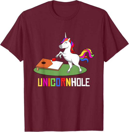 Unicornhole Youth Cornhole Unicorn Women Girl Cornhole T-Shirt - T-Shirt | Maroon